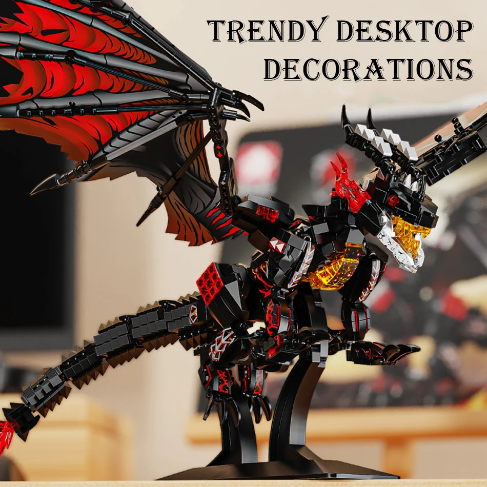 Фото MOC Creative Warcraft механические ледяной дракон строительные блоки средневековые животные меха пламя дракона фигурки кирпичи игрушка для детей подарок №5