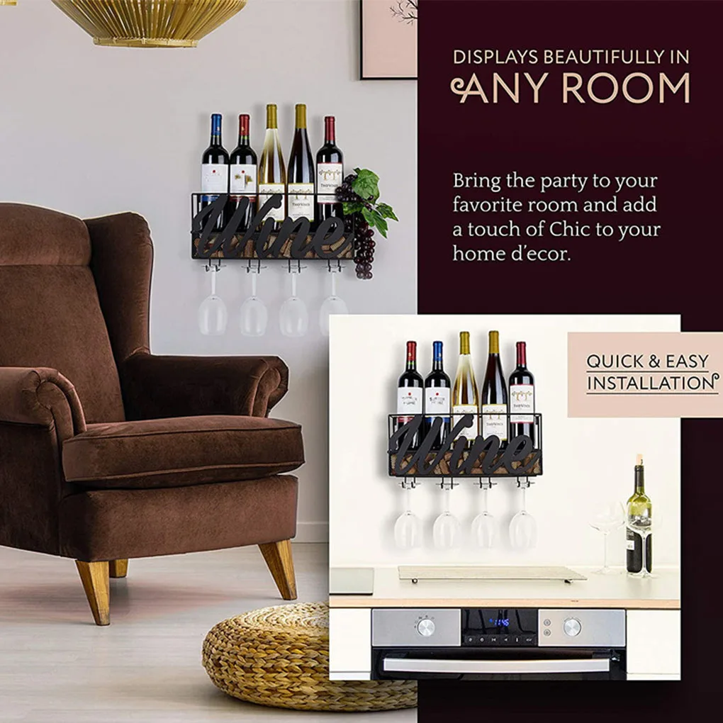 

Nordic iron art wall hung red wine rack goblet storage rack