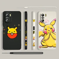 pikachu cartoon anime for xiaomi redmi k50 gaming 10x 9 9a 9t 9at 8 8a 7 6a 5a 4x pro 4g 5g liquid left rope silicone phone case
