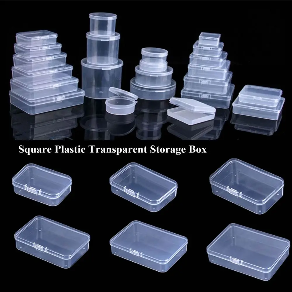 

Plastic Storage Box Hot Transparent Square Small Items Case Packing Boxes Power Tools Holder