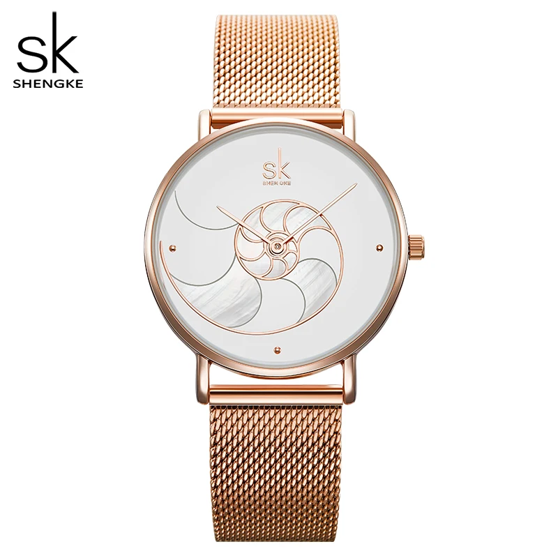

NO.2-6855 Shengke Women Fashion Quartz Watch Lady Mesh Watchband High Quality Casual Waterproof Wristwatch Gift for Wife