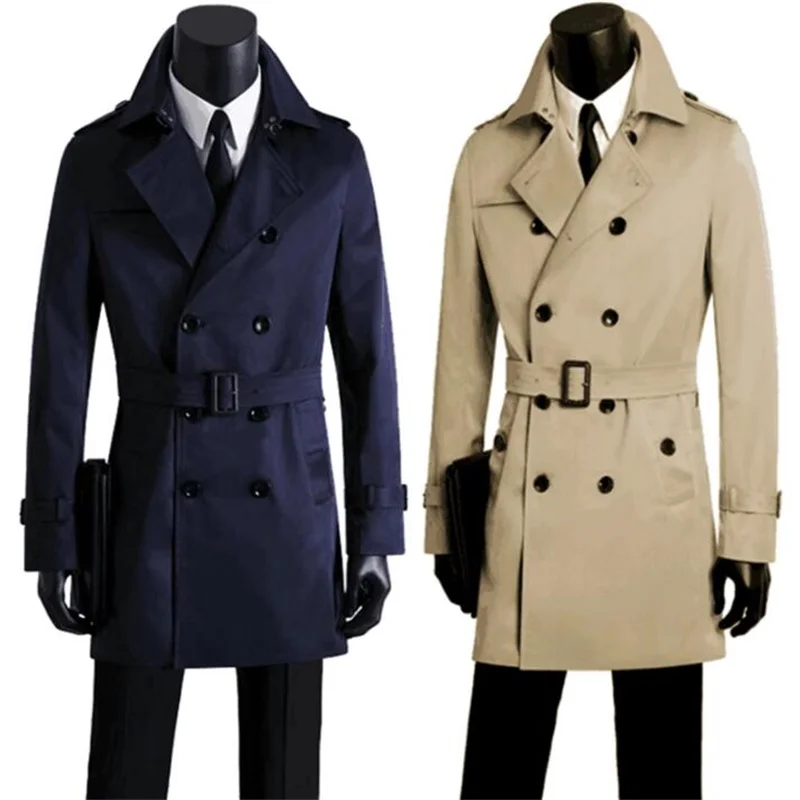 

Брендовый весенний мужской Тренч, осенняя одежда, облегающая двубортная куртка для молодых людей среднего возраста, ветровка, Chaquetas Homb
