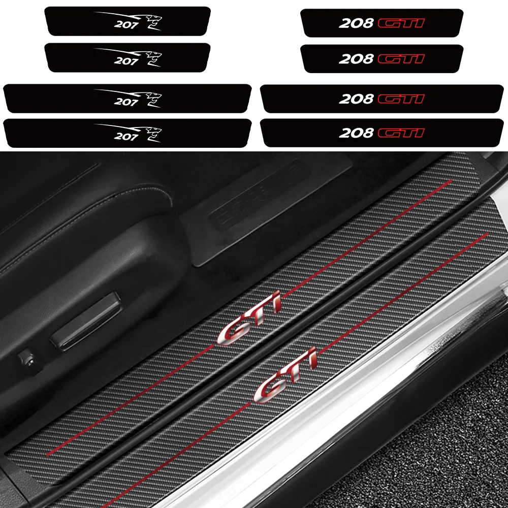 4 шт. защитные наклейки на пороги автомобиля Peugeot 207 208 GTi |