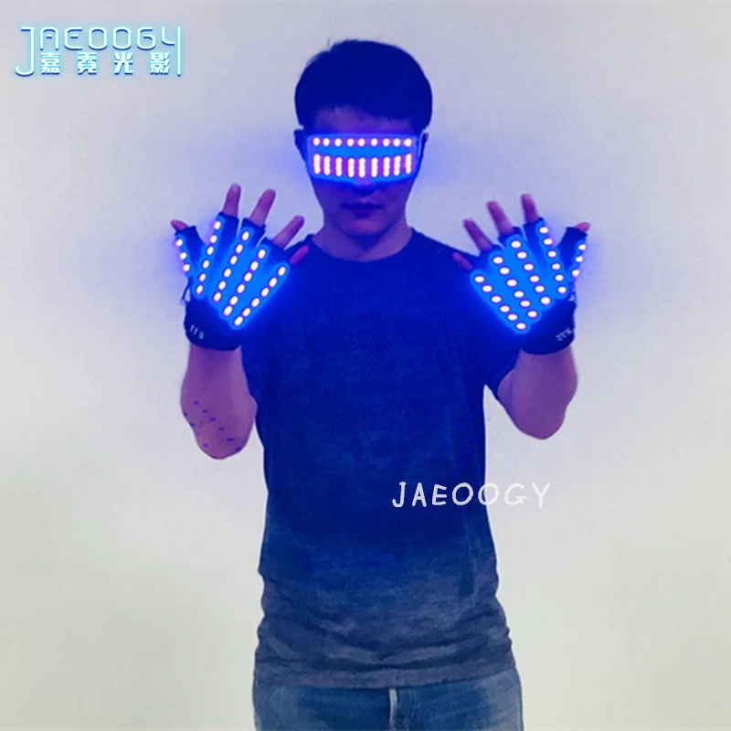 

Светящиеся светодиодные перчатки, очки, для выступлений на сцене, флуоресцентные осветительные головные уборы, подарки на Хэллоуин вечерни...