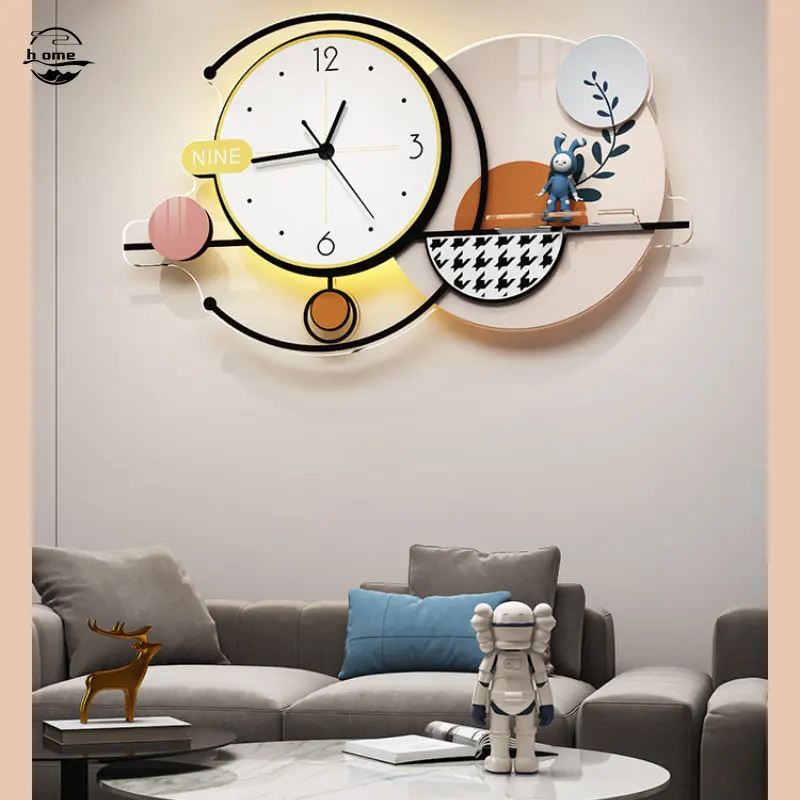 

Led Wall Clock with Pendulum Modern Minimalist Home Restaurant Living Room Entrance Hall Corridor Decor Acrylic Clocks Quiet