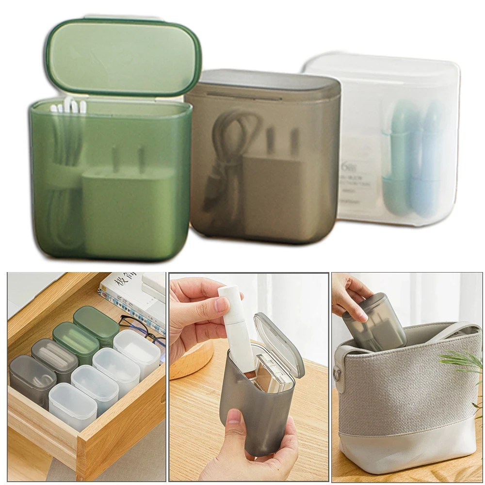 

Plastic Transparent Headphone Organizer Anti-Fall Out Portable Mini Key Box, Data Cable Storage Case, Wired Headphone Organizer