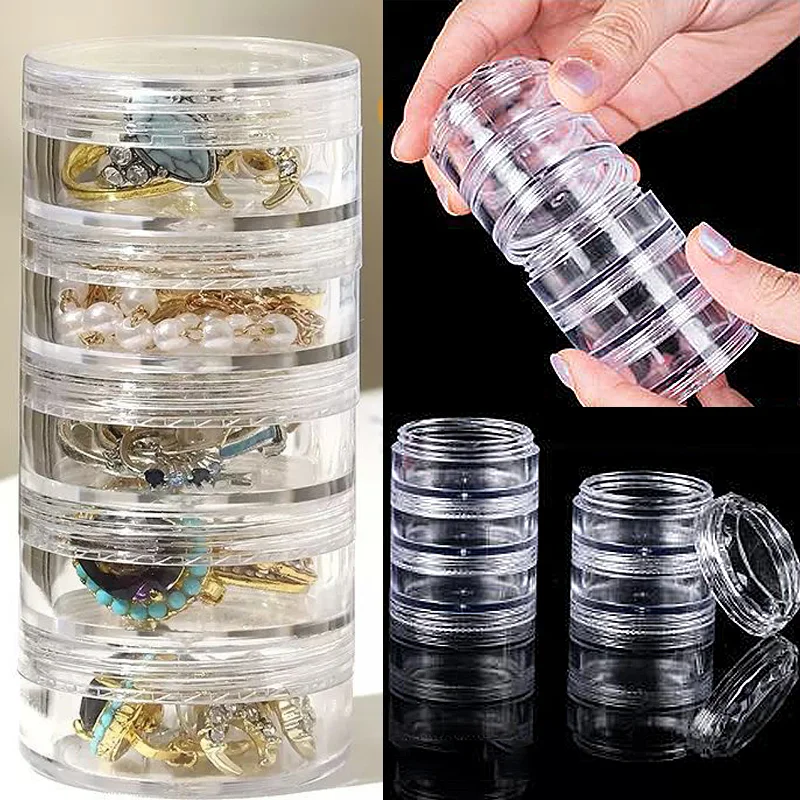 

7Layers Jewelry Storage Box Independent Layering Detachable Jewelry Organizer Clear Boxes Earring Rubber Band Bracelet Container