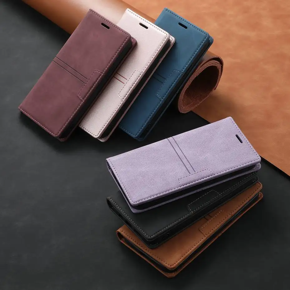 Leather Flip Wallet Case for Samsung Galaxy S21 S20 FE Ultra S10 S9 S8 Plus S7 Edge J4 J6 Note 20 10 9 8 Lite Card Holder Cover images - 6