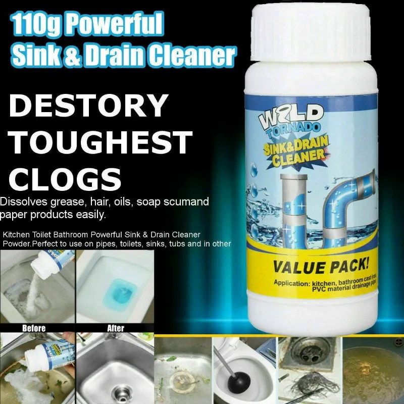 

110g Powerful Kitchen Pipe Dredging Agent Dredge Deodorant Toilet Sink Drain Cleaner Sewer Fast Cleaning Tools Clog Remover