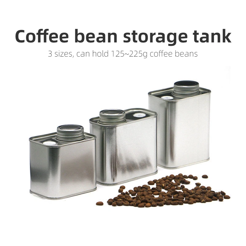 Storage Jar Coffee Beans Tea Coffee Powder Seal Food Grade Tinplate Air Valve Square Storage Tank Box Locked Outdoor Camping