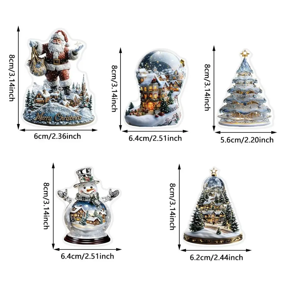 2D Рождественский акриловый кулон плоский снежок Санта-Клаус подвесной орнамент