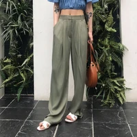 korean fashion high waist satin wide leg pants 2022 spring new all match straight leg mopping pants trousers casual pants trend