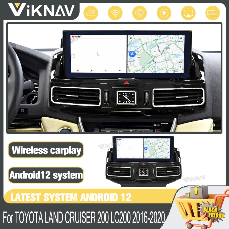 

Автомобильный радиоприемник на Android 12 для TOYOTA LAND CRUISER 200 LC200 2016-2020, Антибликовая GPS-навигация, сенсорный экран, DVD, мультимедийный плеер