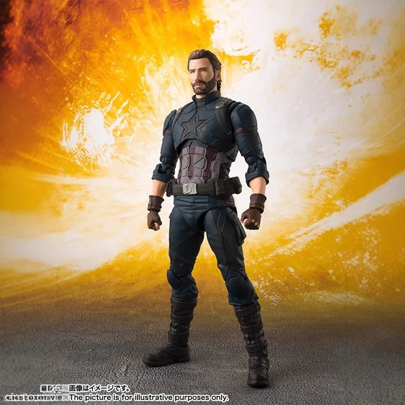 Фото В наличии: Коллекционная подвижная фигурка Капитана Америки из серии SHF Avengers 3: Infinity War, модель из ПВХ для декора рабочего стола №3