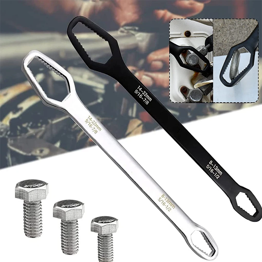 

Universal Torx Wrench Double-head Self-tightening Ratchet Spanner Multi-function Repairing Tool Accessories Silver