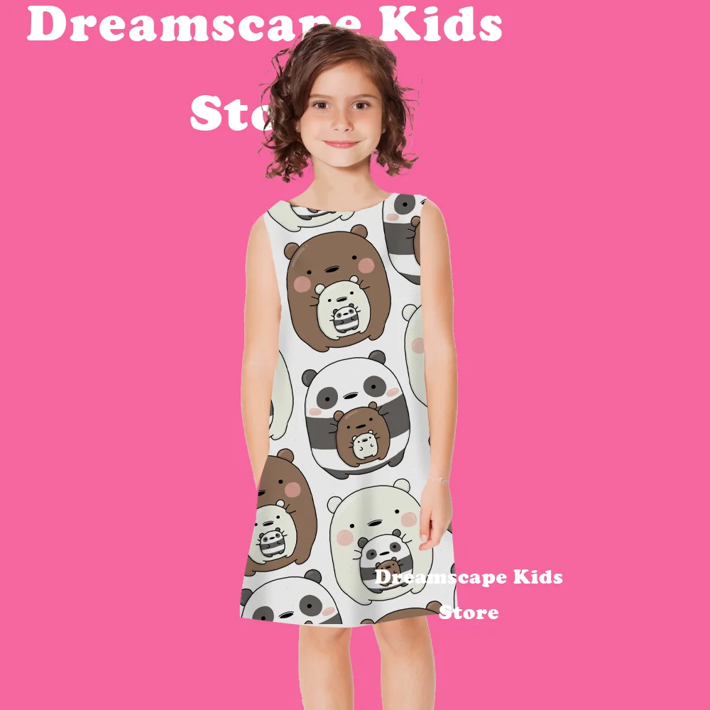 We Naked Bears Y2k Повседневное Платье В Стиле Харадзюку Для Девочек Летняя Одежда