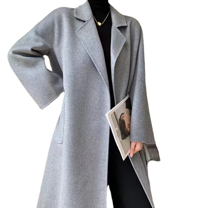 Женское удлиненное шерстяное пальто Water ripple новинка 2023