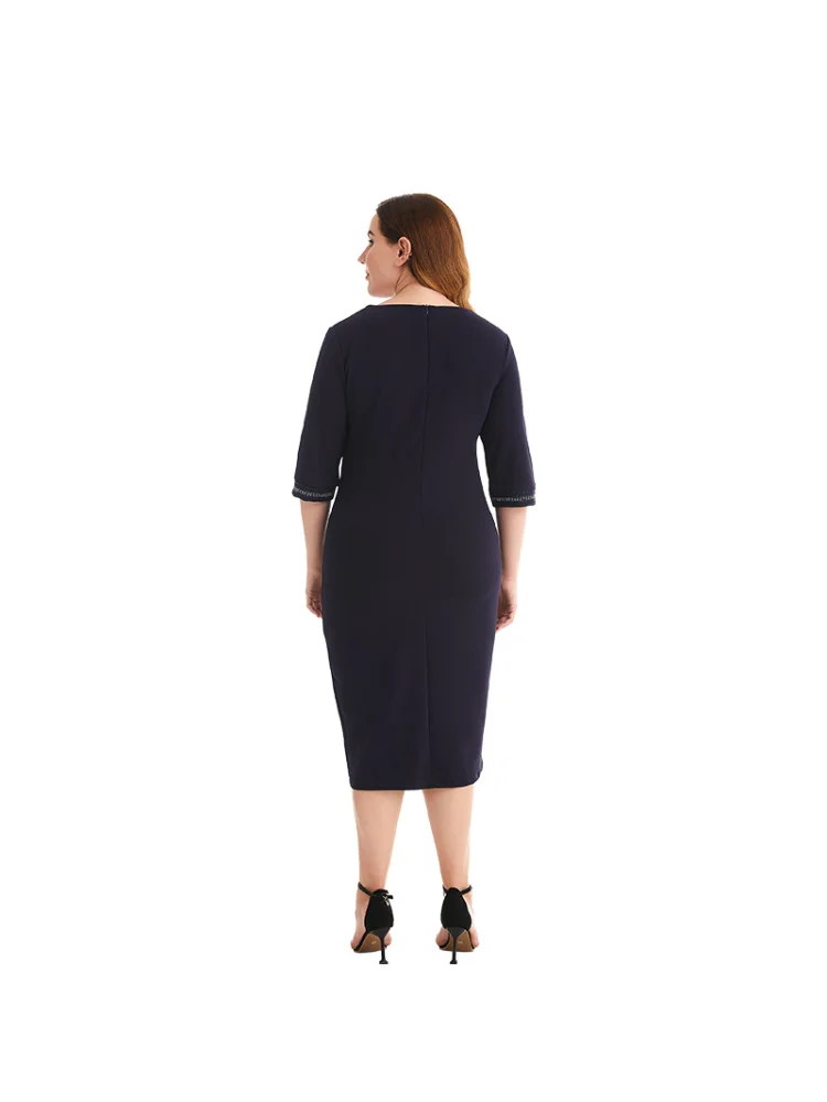 New Summer Oversized Women's Wear Splice Burnt Flower Hot Diamond French Dress plus size dresses