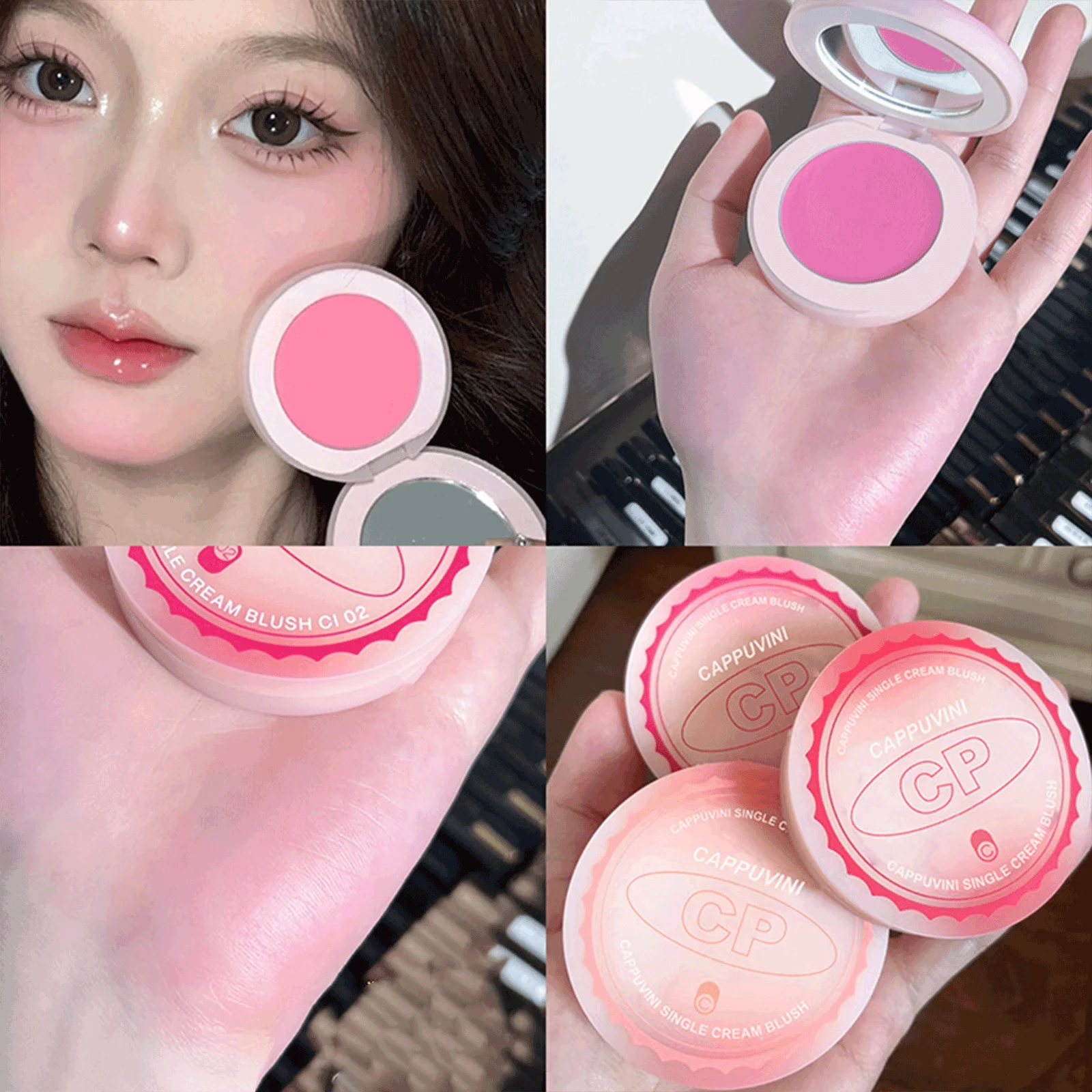 

Eyeshadow Blusher Lipstick 3 In 1 Makeup Palette High Pigmented Long Lasting Moisturizing Waterproof Natural Face Makeup