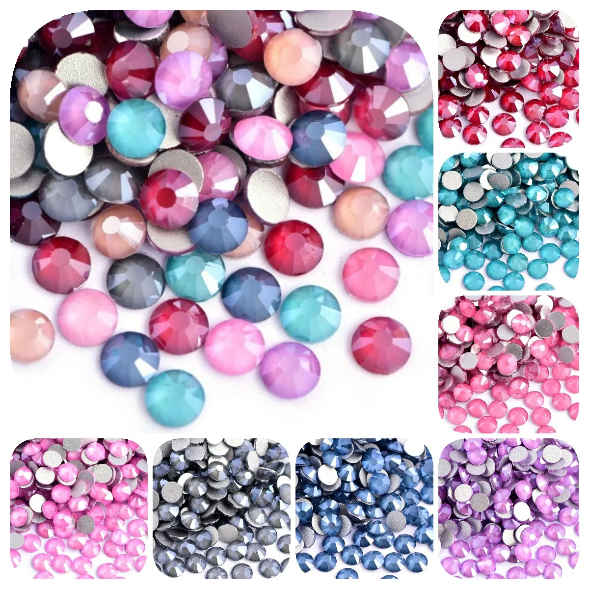 

SS8 (2,3 мм) 1440 шт. цветов Мокко с плоской задней поверхностью без горячей фиксации Стразы для ногтевого дизайна 3D стеклянные украшения для ногт...