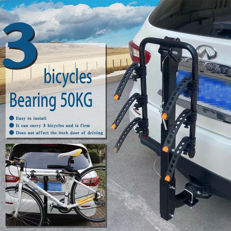 

New Arrivals SUV Car Rear Bicycle Carrier Rack Carry 3 bicycles with Max capacity 50kg, Car Rear Bracket for Carry 3 Bikes