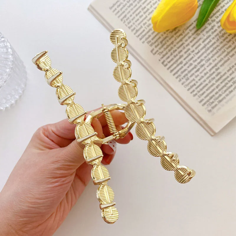 Металлическая шпилька для волос большая с опалом нескользящая оправа конского