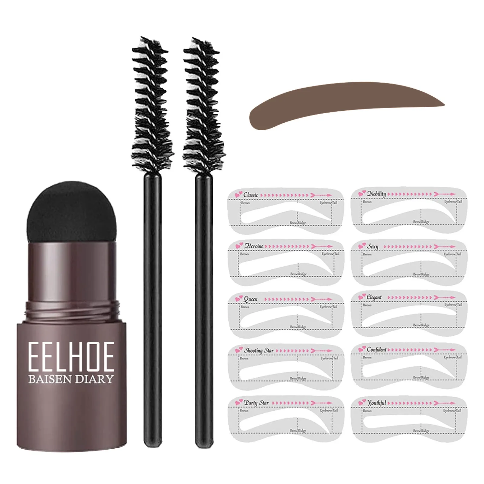 

Brow Shaping Stencil One Step Brow Stamp Shaping Kit EyeBrow Stamp Shaping Kit Long-Lasting With 10 Reusable Eyebrow Stencils 3