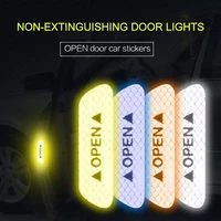 4pcs car stickers safety anti collision warning reflective open stickers reflective paper decorative auto exterior door stickers