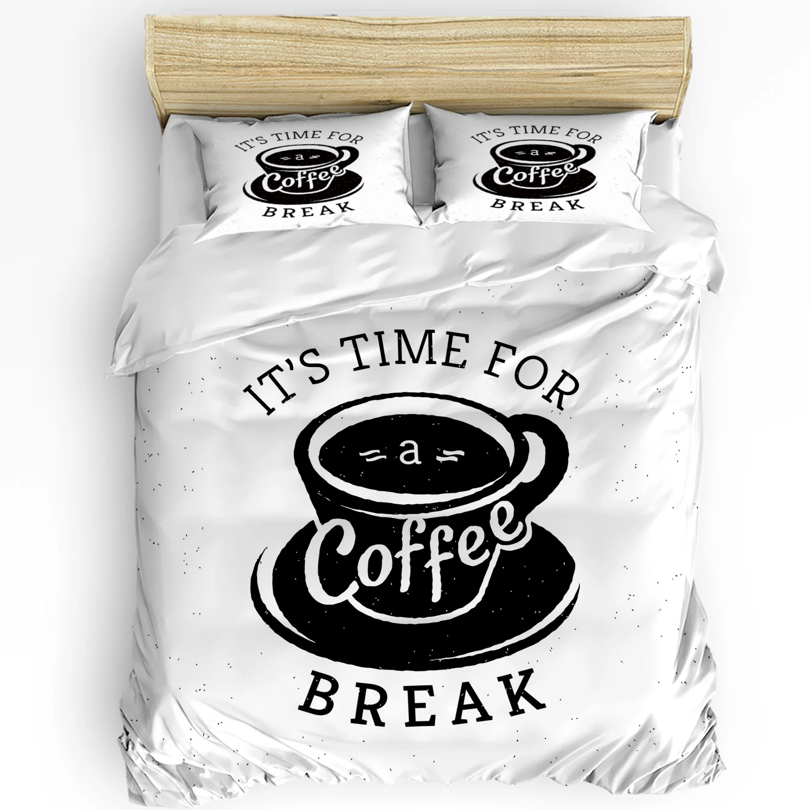 

Black Coffee Cup Retro Style Printed Comfort Duvet Cover Pillow Case Home Textile Quilt Cover Boy Kid Teen Girl 3pcs Bedding Set