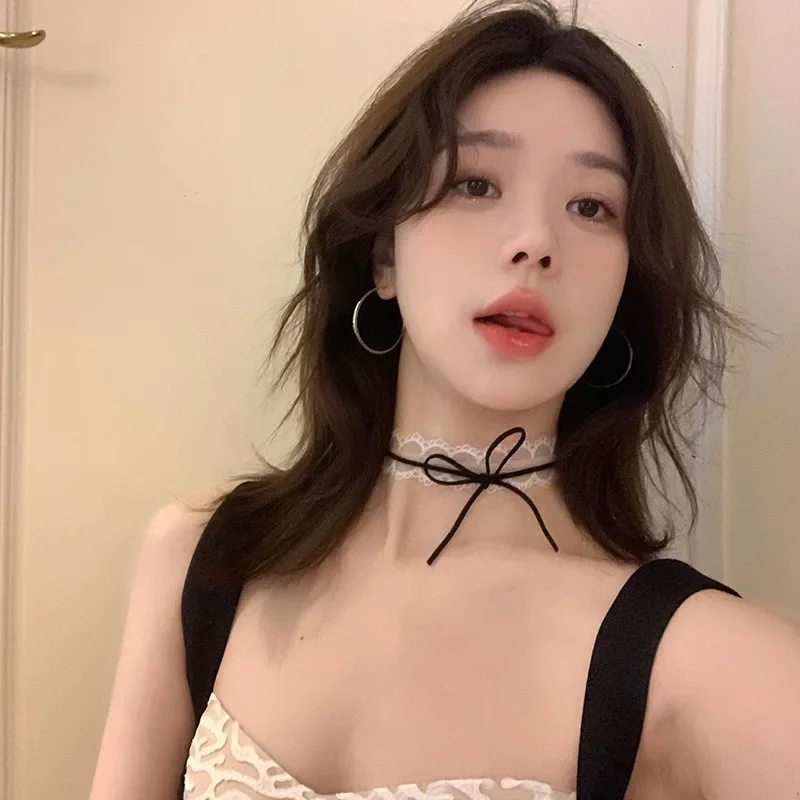 Элегантное ожерелье-чокер Lacebowchoker женская цепочка на ключицу модный укороченный