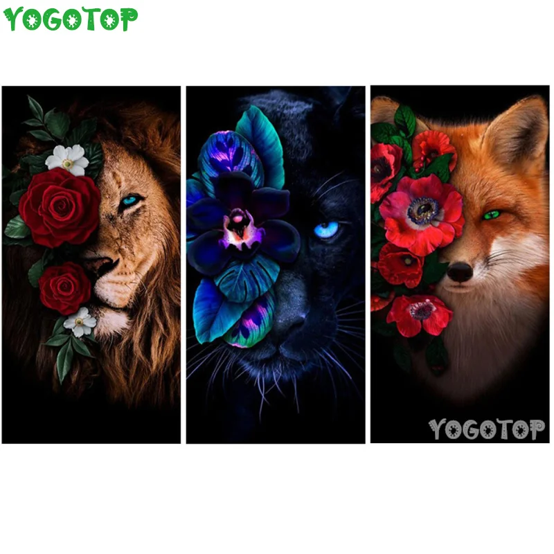 

5D DIY алмазная живопись Инь и Ян животные Тигр полная квадратная Круглая Мозаика вышивка львом Полный Комплект домашний декор искусство YY6068