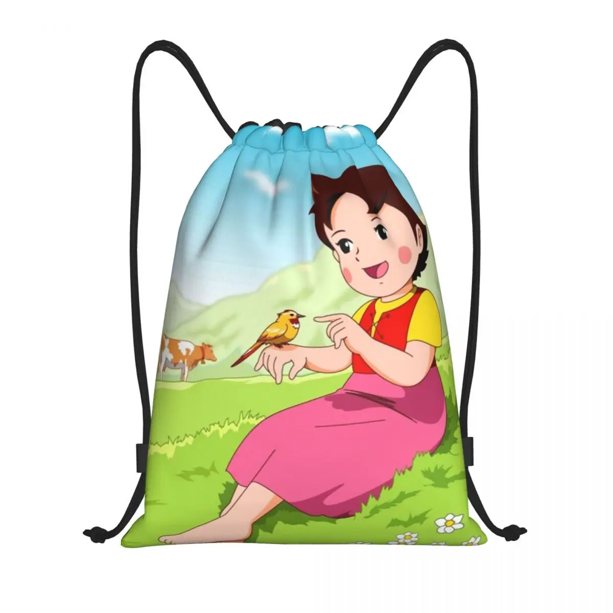 Фото Alps Mountain Girl Happy Heidi сумка на шнурке для мужчин и женщин портативный спортивный рюкзак для спортзала рюкзаки для хранения покупок №1