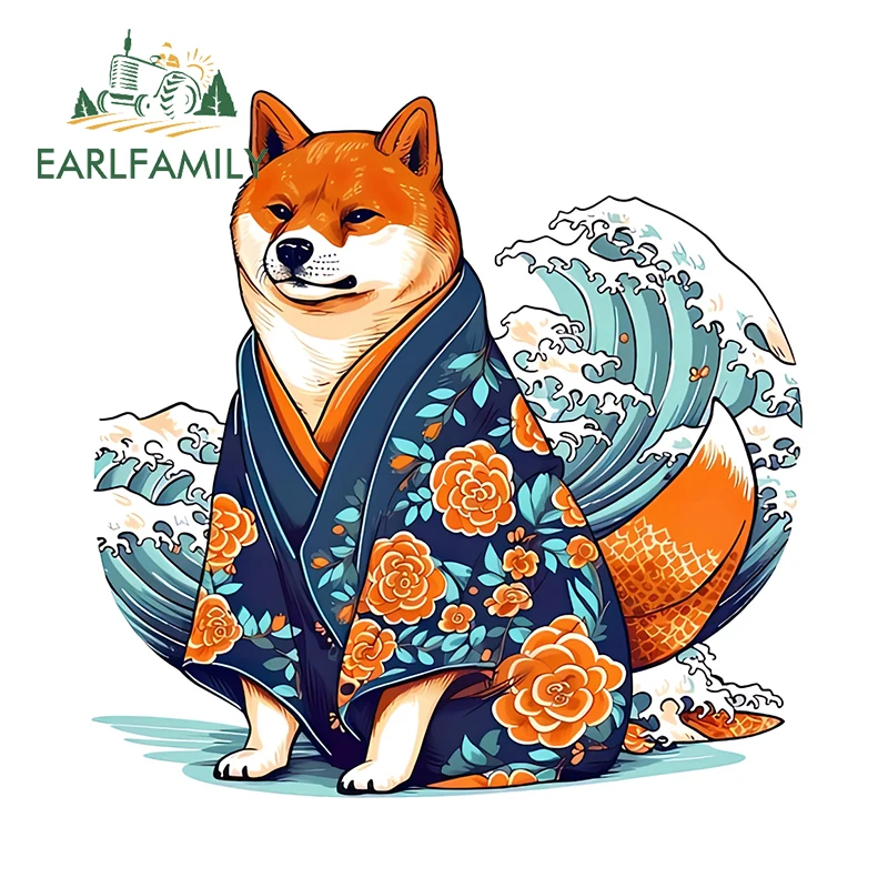 

EARLFAMILY 13 см × 12,9 см кимоно Шиба-ину автомобильные наклейки интересные графические наклейки водонепроницаемые солнцезащитные виниловые автомобильные наклейки