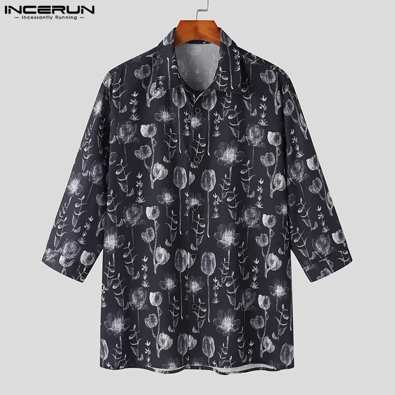 

Мужская рубашка с отложным воротником и рукавом 3/4, на пуговицах