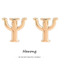 harong cute psi psychology stud earrings classic medical psychologist small gold color earring jewelry for women girls