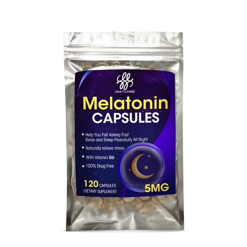 

iMATCHME 5Mg Melatonin Capsules Vitamin B6 Melatonina Help Deep Sleep Save Insomnia Sleepping Better Fall Asleep Fast For Adult