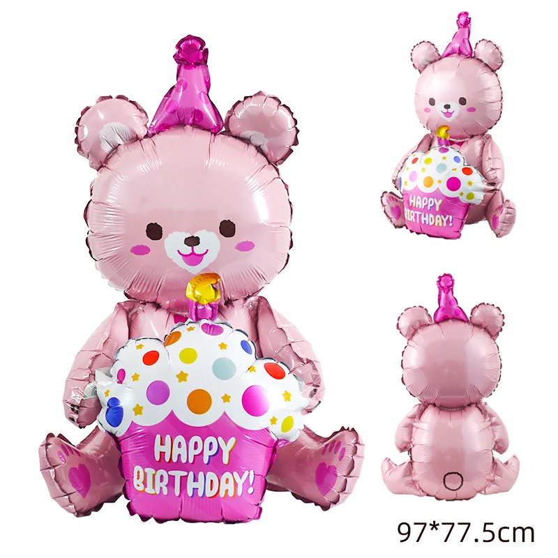 Ins 4D розовый медведь объятия торт воздушный шар из фольги для девочек и детей