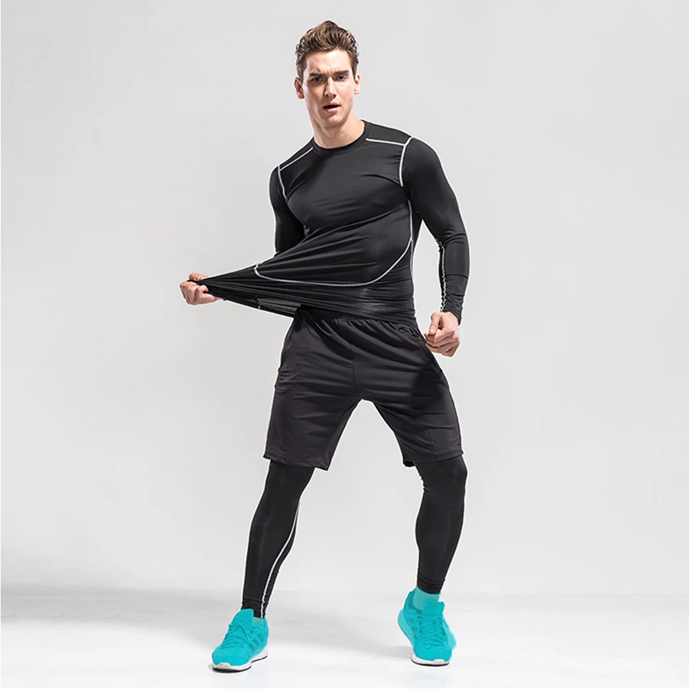 Men Thermal Underwear Sets Fleece Compression Long Johns Keep Warm Winter Inner Wear Clothes Tracksuit High-elastic Sports Suit