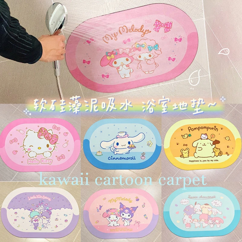 

Напольный коврик Cinnamorol Kuromi Kawaii, Быстросохнущий Противоскользящий Коврик для ванны, вход в мультяшный Снупи, Впитывающий Коврик для туалета,...
