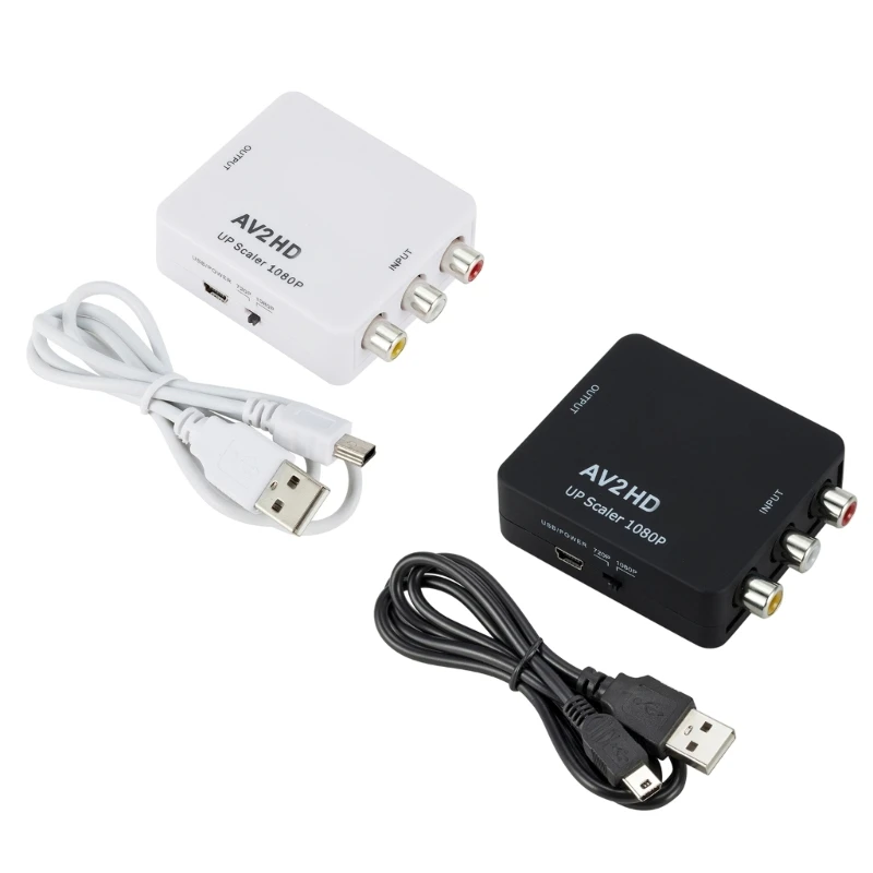 

RCA to HDMIcompatible Converter 1080P Mini RCA Composite CVBS AV2HDMI Video Audios Converter with USB Power Cable
