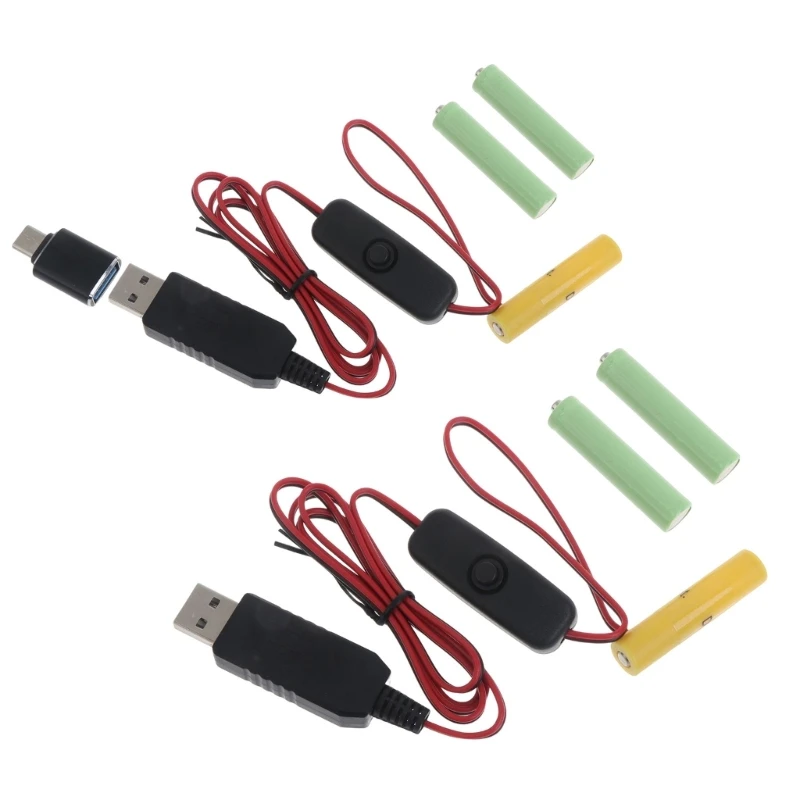 

USB or Type C Power Converter Line Dummy Battery Eliminator Cable Cord Replace 3x 1.5V AAA Battery for Razors Toy Radio
