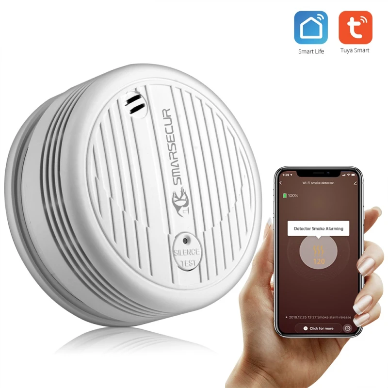 

Tuya WiFi Smart Smoke Detector Sensor 2.4GHz High Sensitivity Safety Prevention Alarm Smart Home Security System Firefighters