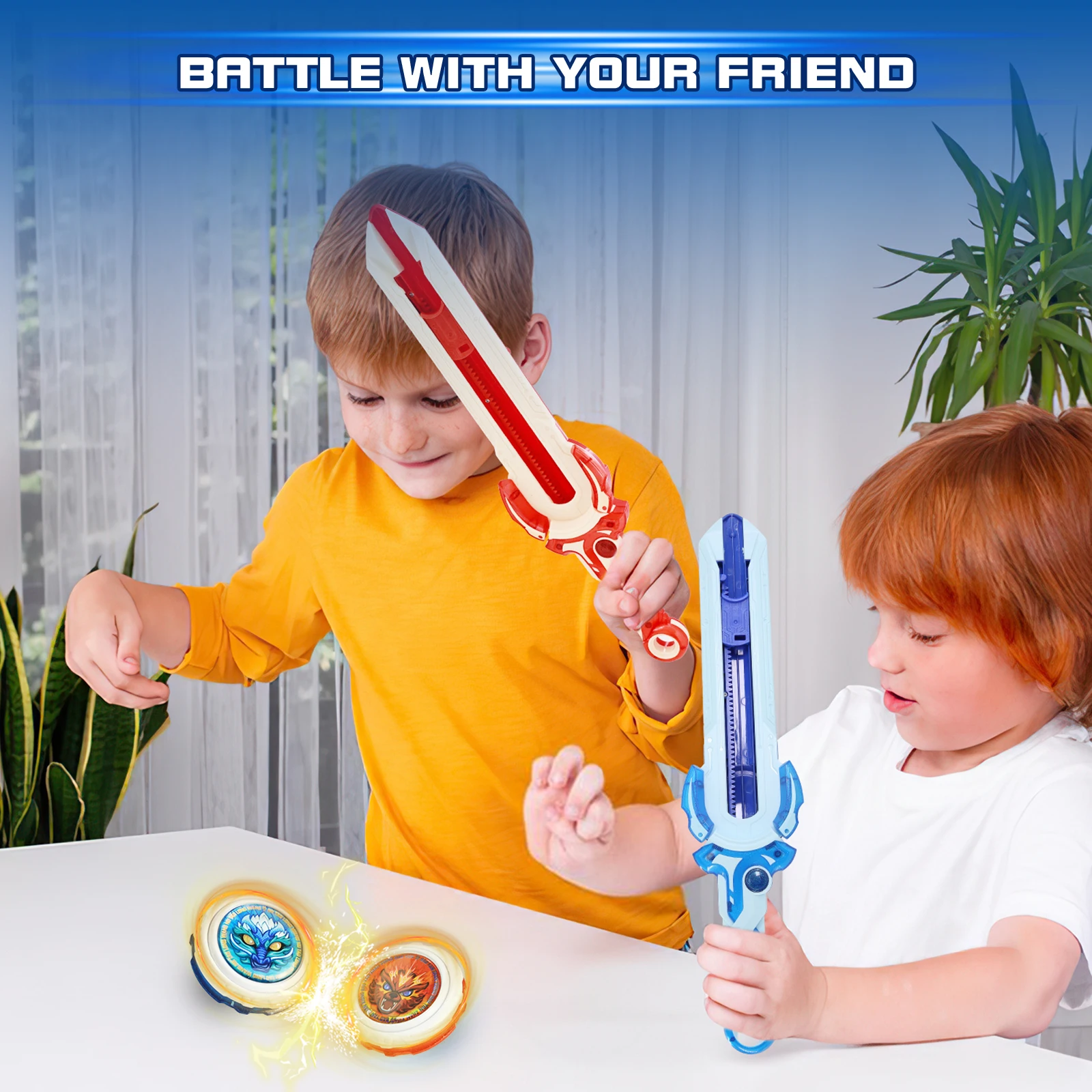 Набор для битвы INFINITY NADO Battle Top (2 шт.) с ареной, вращающиеся игрушки-волчки для детей, волчки с мини-катапультой-мечом, детские боевые волчки (art.: 3920d22901a8a) - 3920d22901a8a