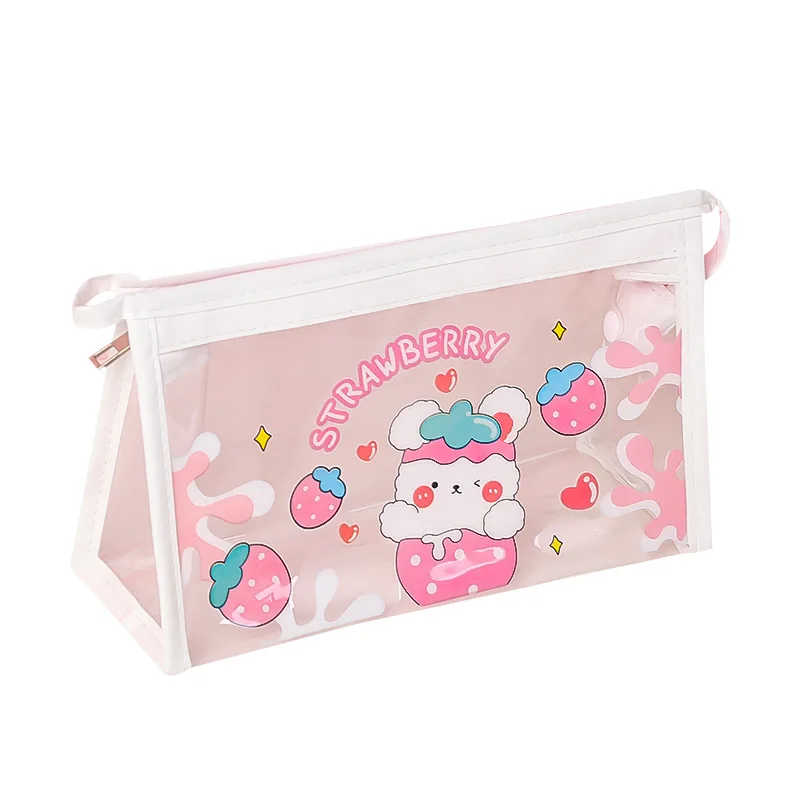 

Transparent Cosmetic Bag Female Waterproof Storage Cartoon Portable Travel Bathroom Zipper Organizer Fashion PVC Clear Wash Bag
