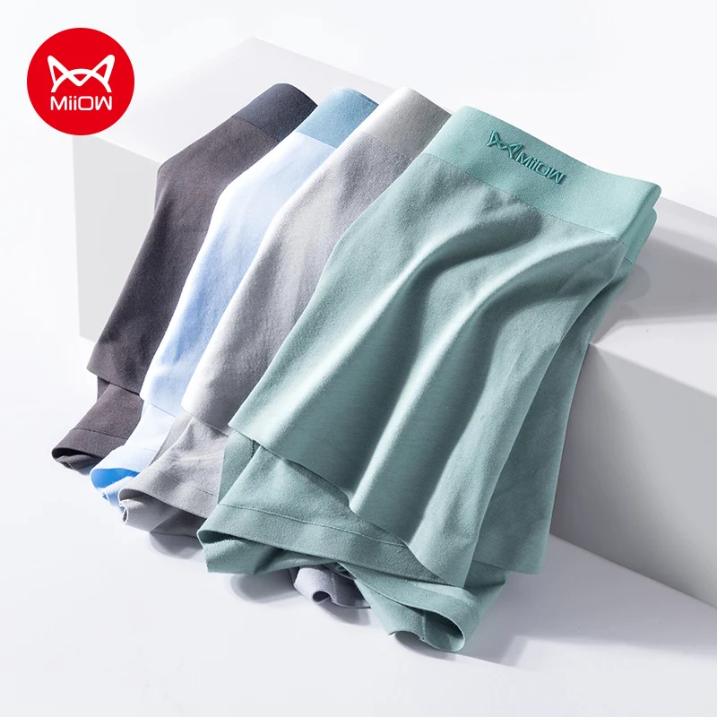 MiiOW 3Pcs Organic Cotton Sexy Men Underpants Boxers Shorts Graphene Antibacterial Trunk Man Underwear Boxer Men's Panties Short