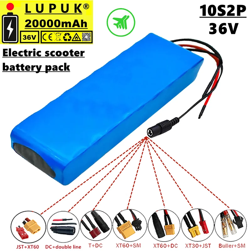 

LUPUK-36V scooter battery pack, 10 series 2 parallel, 20000 mAh, built-in BMS charging protection, free transportation