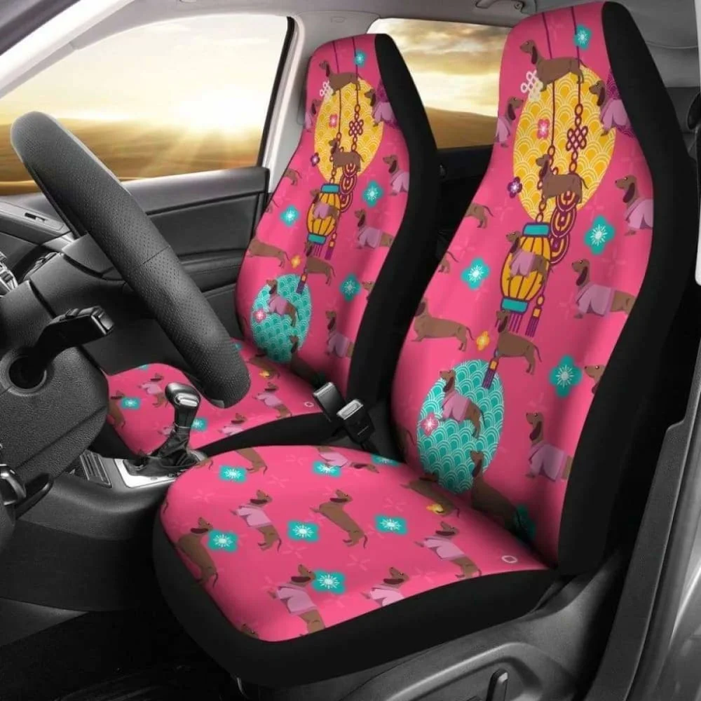 

Dachshund Car Seat Covers 01 Pack of 2 Universal Front Seat Protective Cover