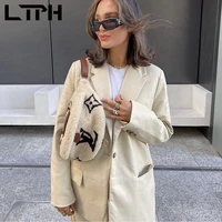 ltph vintage simple women blazer single button long sleeve jacket office ladies casual streetwear lady suit coat 2022 autumn new