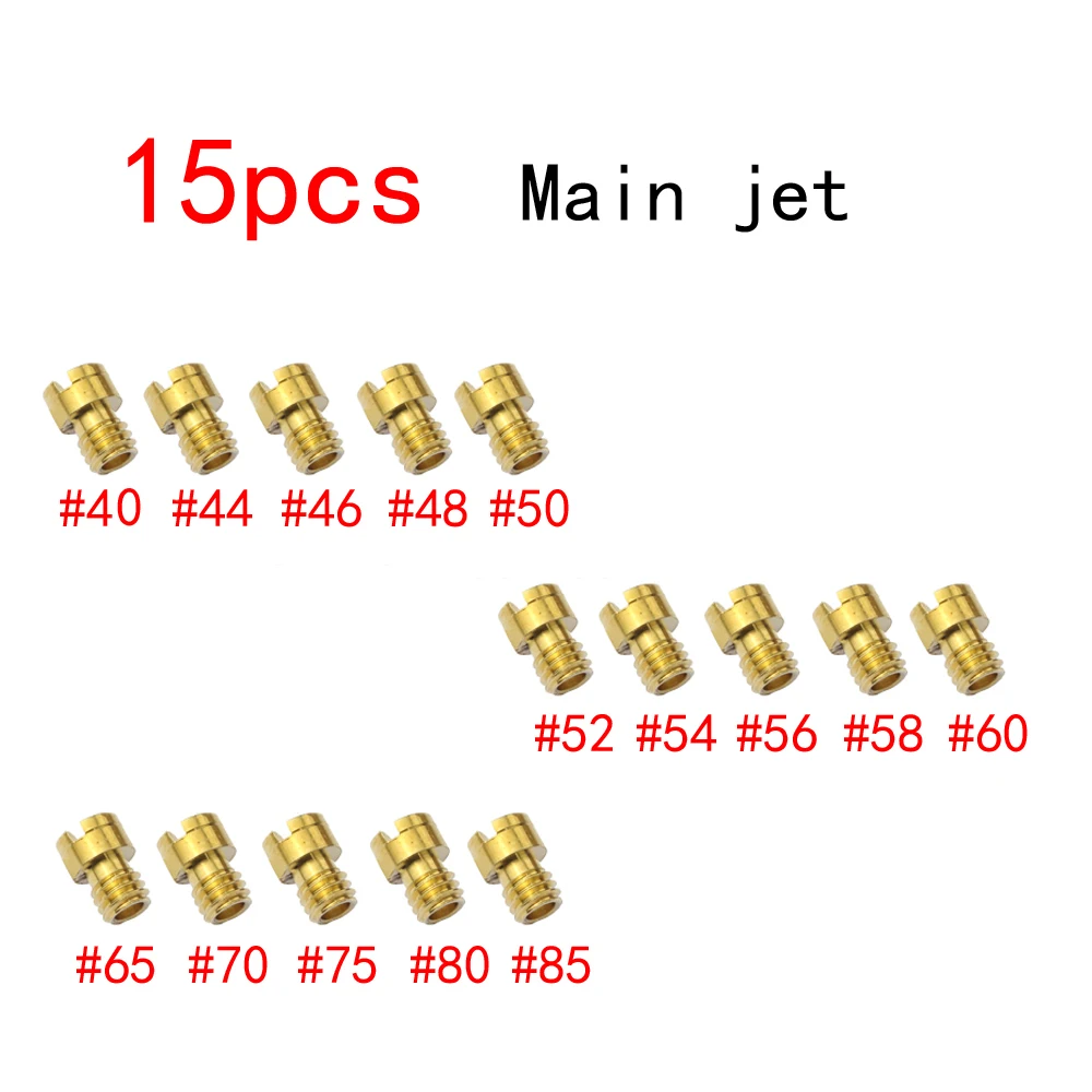 

15 шт. главный жиклер карбюратора 40 # - 85 # Форсунка для скутера GY6 4 мм 49cc/50cc/80cc/100cc CVK 139QMB/139QMA