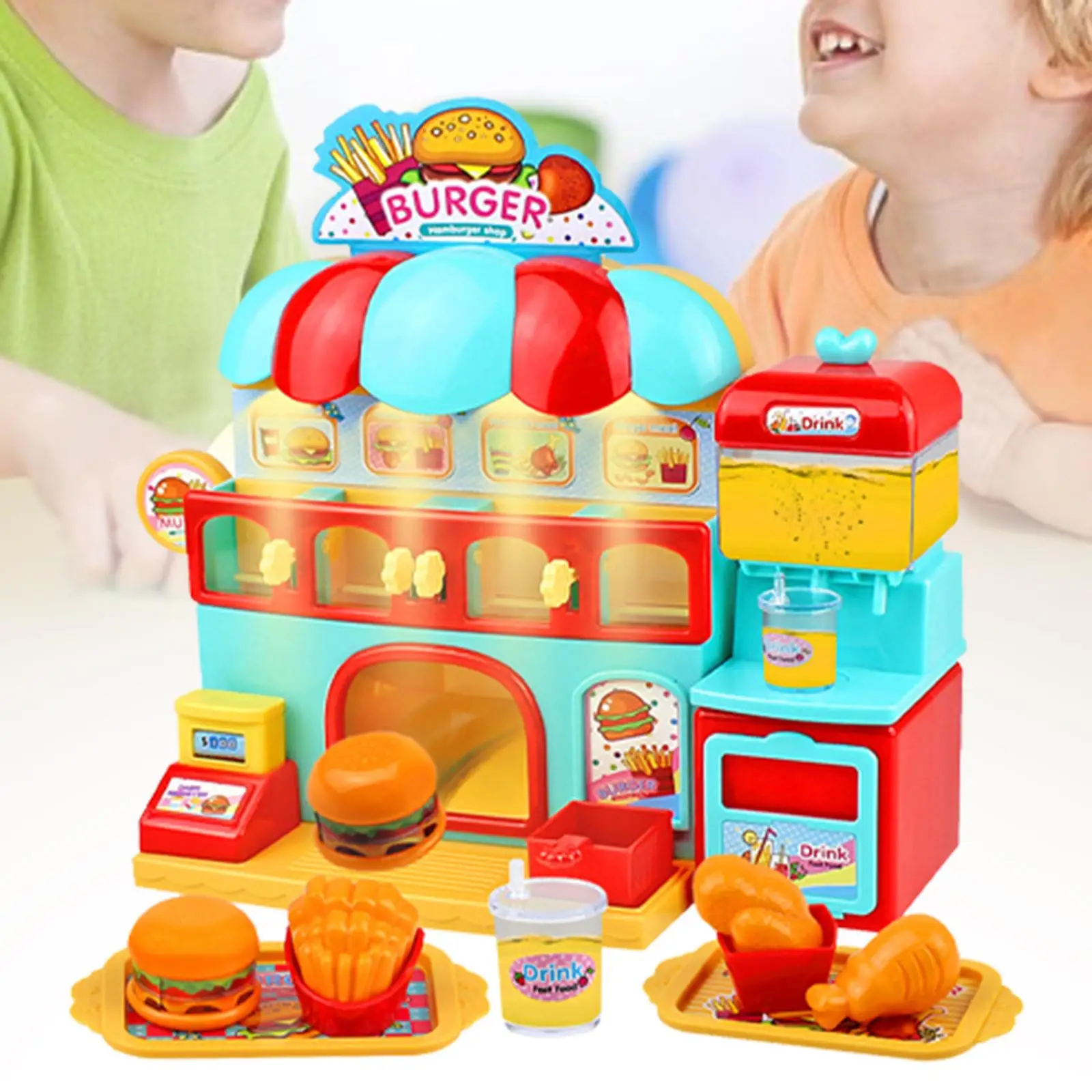 

Kitchen Toys with Juice Drink Machines Foods Burger for Girls Children Gift
